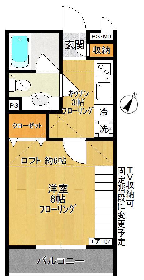 ベルメランジェII(1K/1階)の間取り写真
