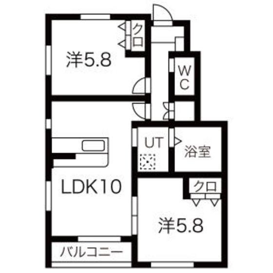 ルミエール(2LDK/1階)の間取り写真