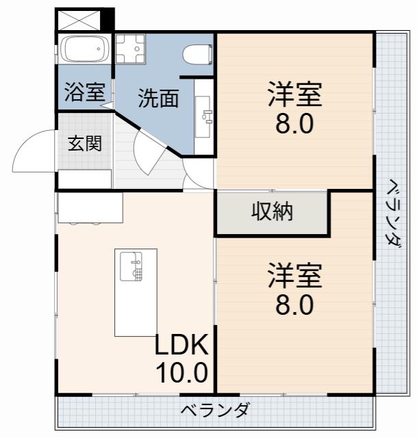 マイアみどり(2LDK/3階)の間取り写真