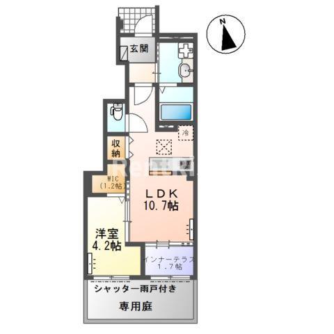 桜テラス(1LDK/1階)の間取り写真
