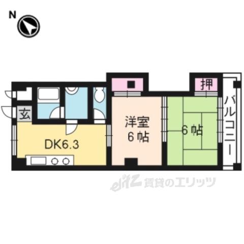 アゼリアマンション(2DK/2階)の間取り写真
