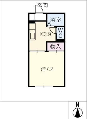 フレグランスのぞみ B(1K/2階)の間取り写真