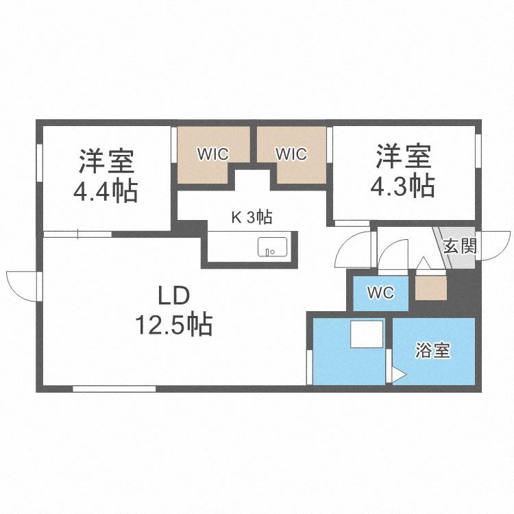 LIVEASE KITAMARUYAMA(2LDK/4階)の間取り写真