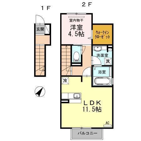 プエルト南蔵王(1LDK/2階)の間取り写真