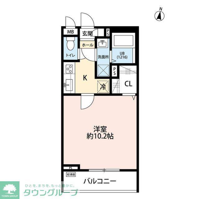 リコルテ 霞ヶ丘(1K/1階)の間取り写真