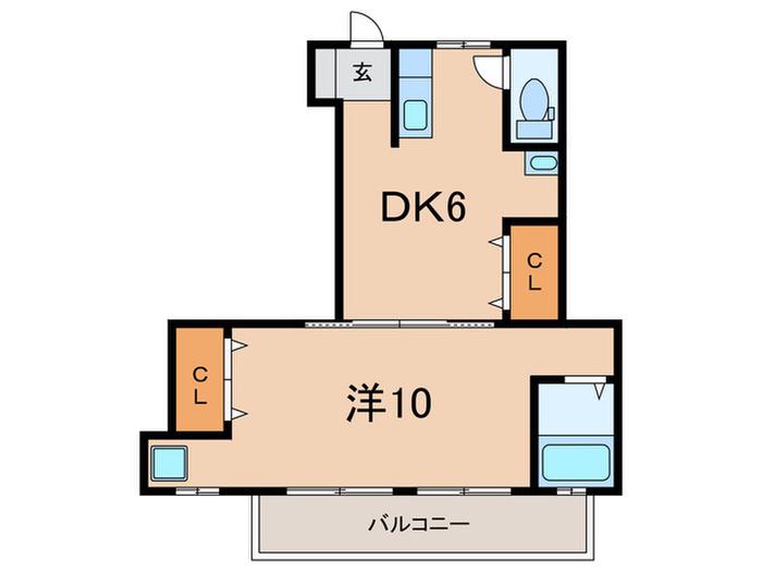 花の木・魚崎浜(1DK/2階)の間取り写真