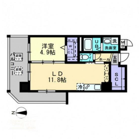 ハアラン国体町(1LDK/7階)の間取り写真