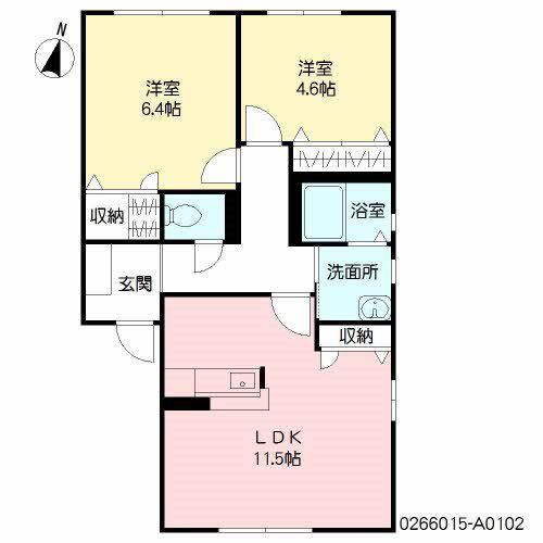 フォーレスヤマグチ A棟(2LDK/1階)の間取り写真