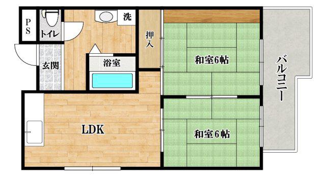 新栄プロパティー恵我ノ荘(2LDK/4階)の間取り写真