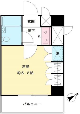 アーバンタカノ京王多摩川(1K/4階)の間取り写真