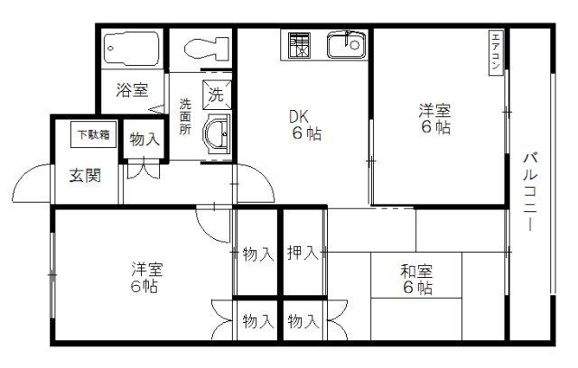 コンフォート21(3DK/1階)の間取り写真