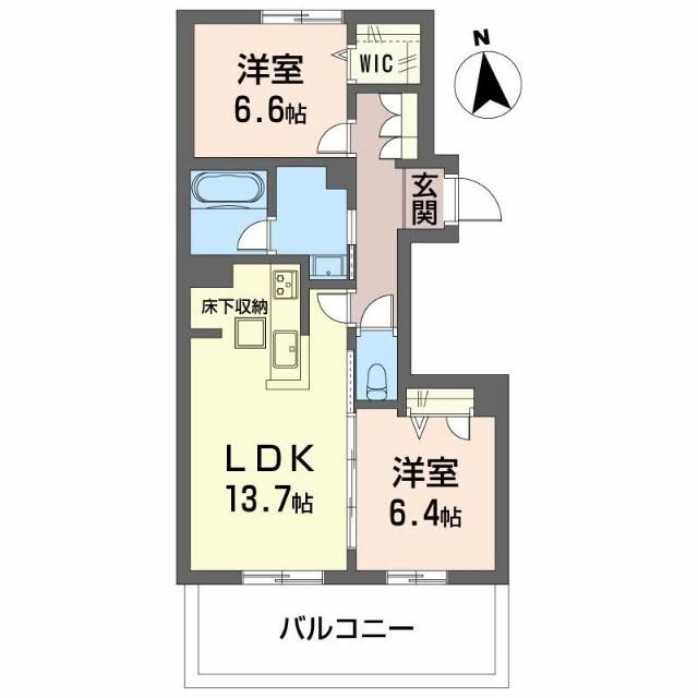 シャーメゾン西岐阜アバンセ(2LDK/1階)の間取り写真
