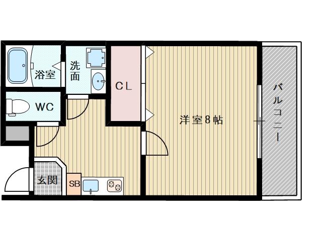 オーク上新庄(1K/1階)の間取り写真