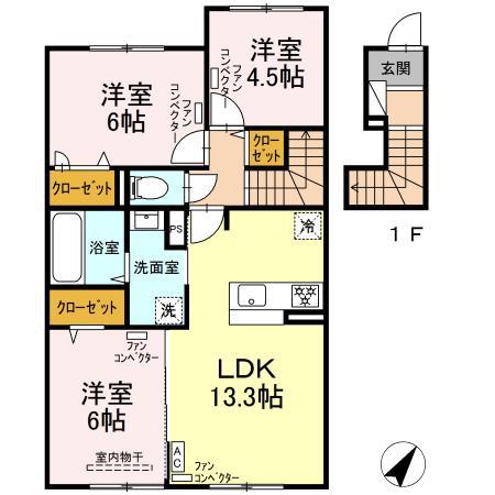 ノルド・北柏木 II(3LDK/2階)の間取り写真