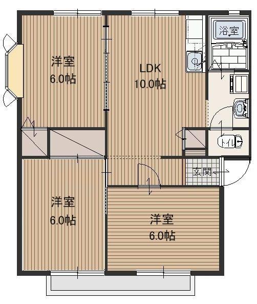 サントピアA棟(3LDK/1階)の間取り写真