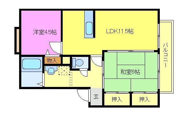 シューメゾン(2LDK/1階)の間取り写真
