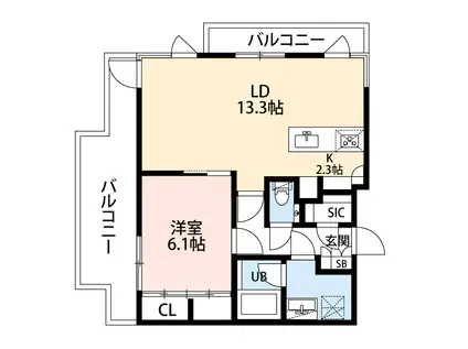 ロイヤルシーズン六本木檜町公園(1LDK/3階)の間取り写真