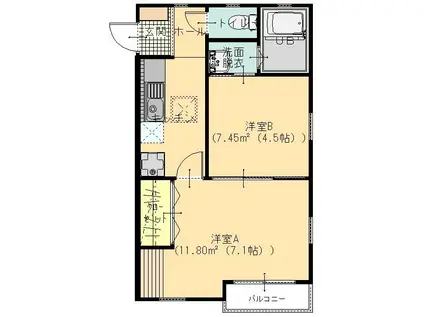 ウエスト フィールド ビレッジ(2K/2階)の間取り写真