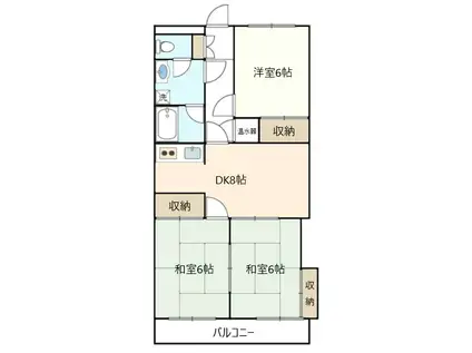 カーサ天王台(3DK/4階)の間取り写真