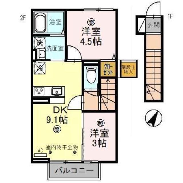 匠乃館 F(2DK/2階)の間取り写真