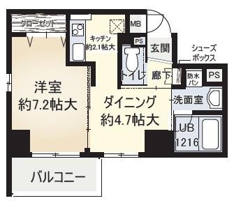 カーサ セレーネ(1DK/9階)の間取り写真