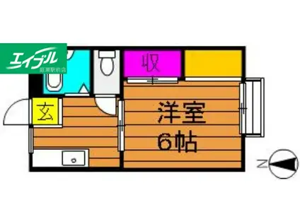 コーポ吉備路B棟(1K/2階)の間取り写真