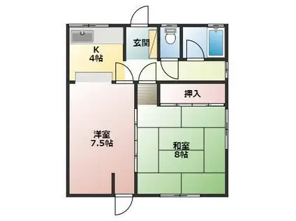 ウィステリアコート(2DK/1階)の間取り写真