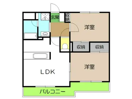 パールグランデ(2LDK/2階)の間取り写真