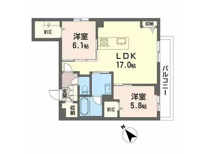 REFIANT東谷山(2LDK/2階)の間取り写真