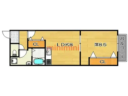 ウエストV(1LDK/2階)の間取り写真