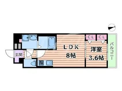 ALIVIS緑橋(1LDK/1階)の間取り写真