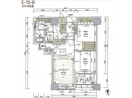 白金ザ・スカイ イースト(2LDK/37階)の間取り写真