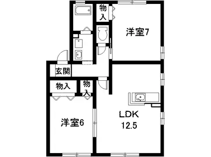 オーチャードタウンA棟(2LDK/1階)の間取り写真