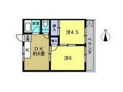 リレント境木町(2DK/1階)の間取り写真