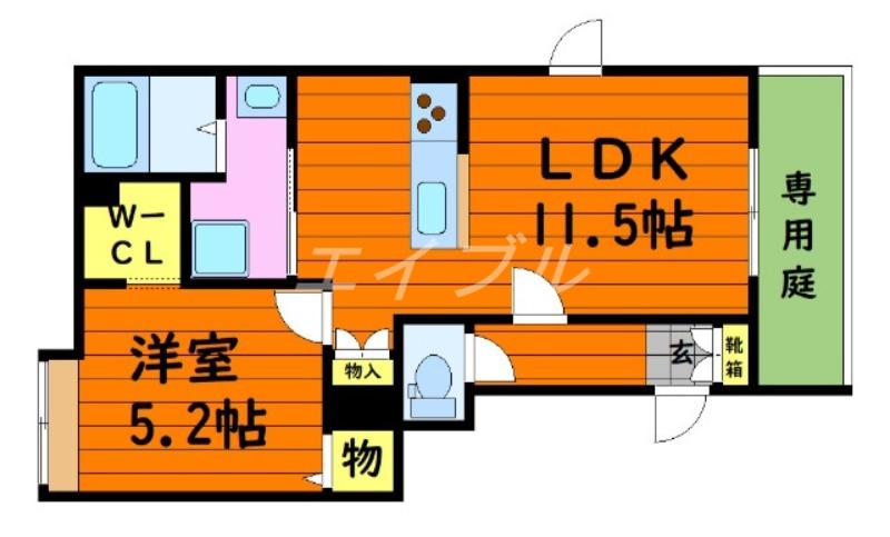 TERRAHOME TAMASHIMA(1LDK/1階)の間取り写真