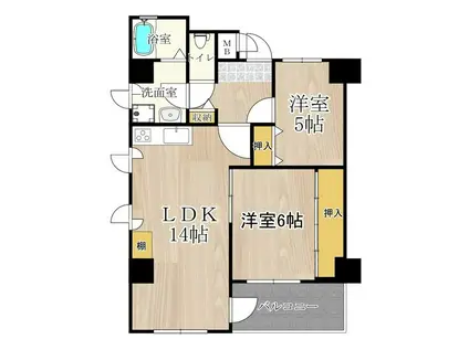 ロベリア弐番館(2LDK/2階)の間取り写真