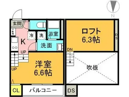 VITA鳴浜(1K/1階)の間取り写真