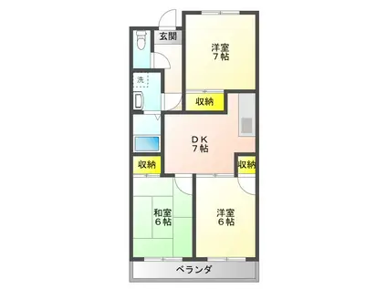 コーポM&I(3DK/1階)の間取り写真