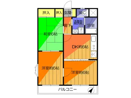 ジャスティムK(3DK/1階)の間取り写真