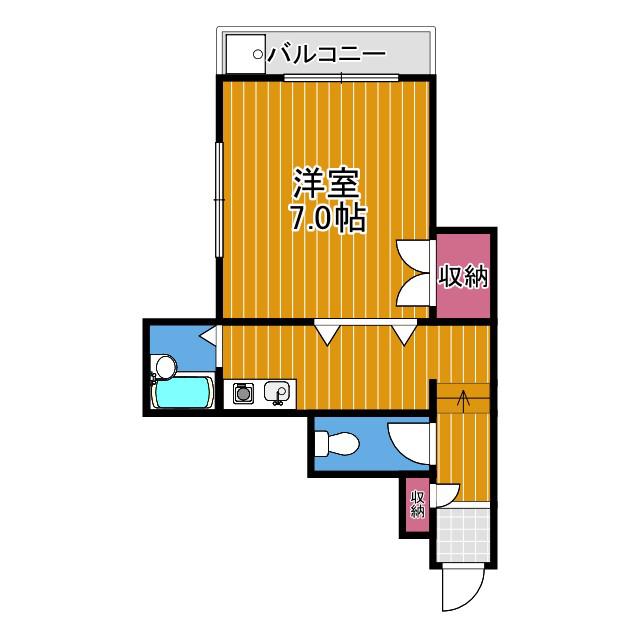 ベルメゾン一須賀III号館(1K/2階)の間取り写真