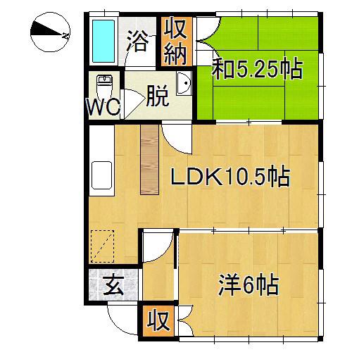 パレス城東(2LDK/2階)の間取り写真