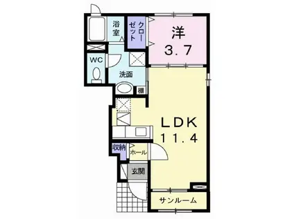 サンライト(1LDK/1階)の間取り写真