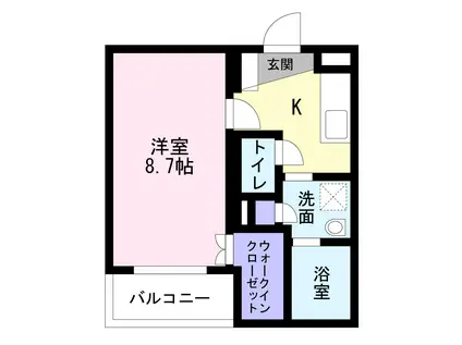 シュタットフルスI(1K/1階)の間取り写真