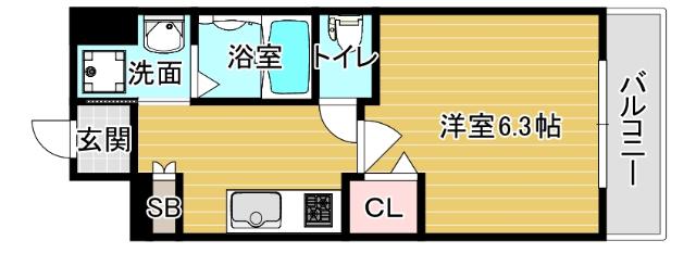 METROSA弁天町(1K/6階)の間取り写真