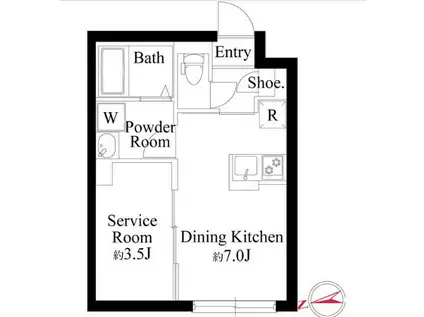 RJカーサ桜新町(1DK/1階)の間取り写真
