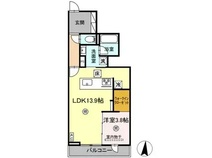 フレア A棟(1LDK/1階)の間取り写真