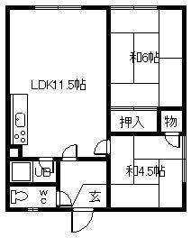 東永マンション 2号棟(2LDK/2階)の間取り写真