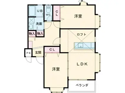 ガーデンハウス中野 中央棟(2LDK/2階)の間取り写真