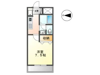 セジュール川部 II(1K/1階)の間取り写真