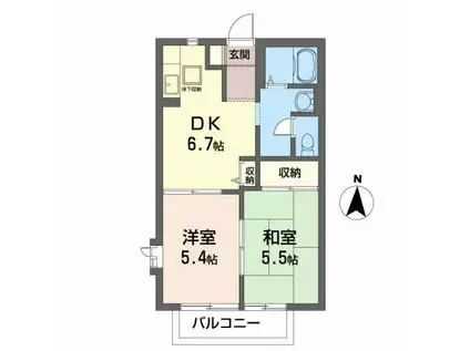 STAPII(2DK/1階)の間取り写真